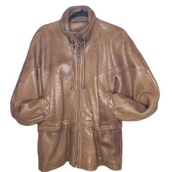 Exclusivos Baez Other - Exlcusivos Baez Rare Vintage 80s Leather Brown Motorcycle Jacket Mens Sz Small